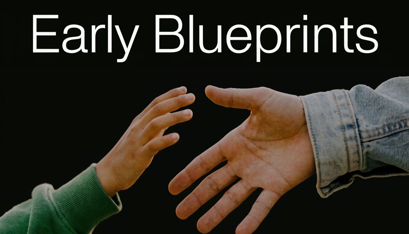 A child's small hand reaching out towards an adult's hand, representing connection and support.