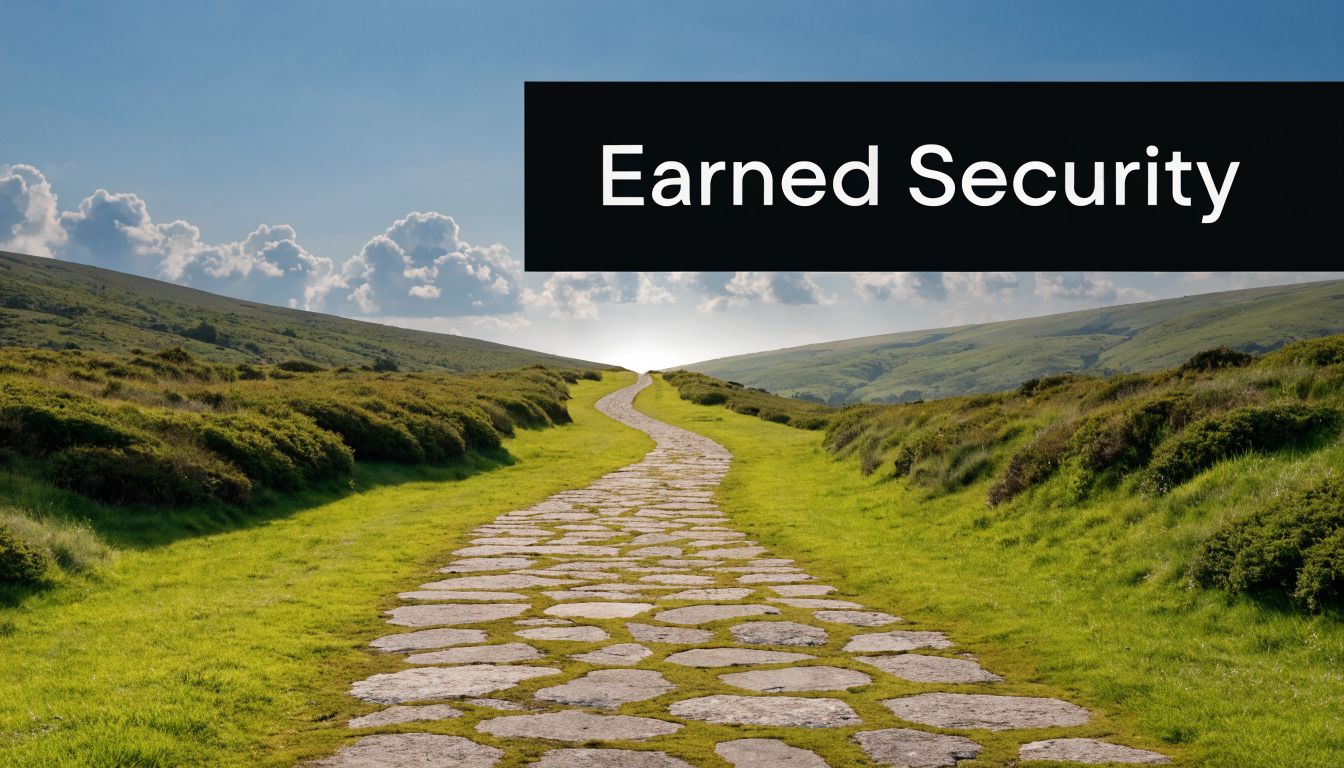 A stone pathway leads through a lush green hilly landscape toward a bright horizon under a clear sky.
